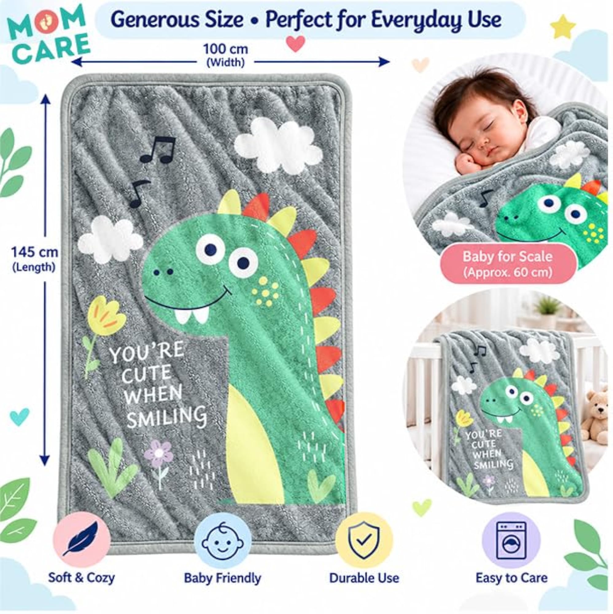 Baby Winter Blanket, Soft Fleece Thick, Reversible